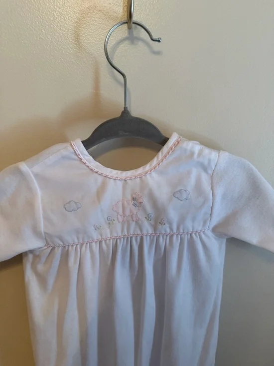 Pink Baby Nightgown Gown with Cloud Embroidery - Picture 2 of 7